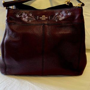 Coach Floral Embroidery Lexy Leather Purse